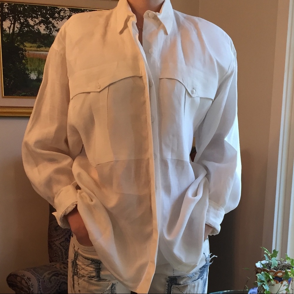 Vintage 100% linen button down